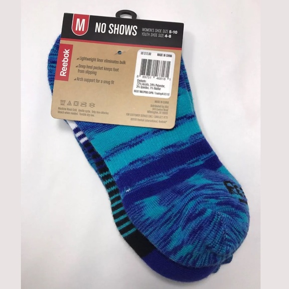 Reebok Accessories Reebok No Show Womens Girls Socks M Blue Striped